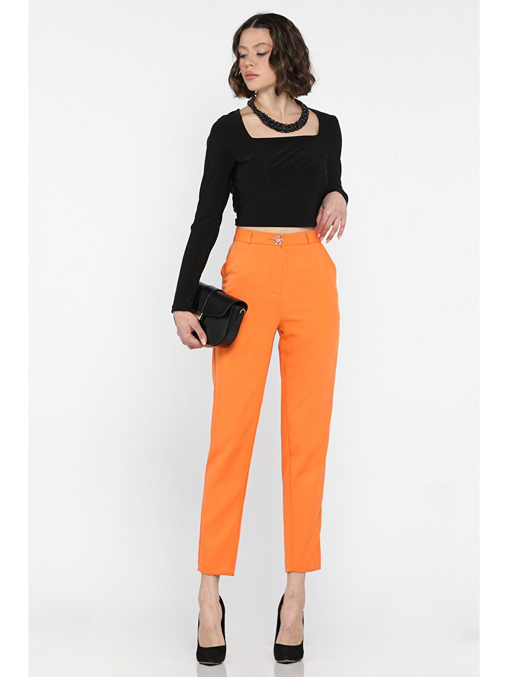Turuncu Kadın Kumaş Pantolon
