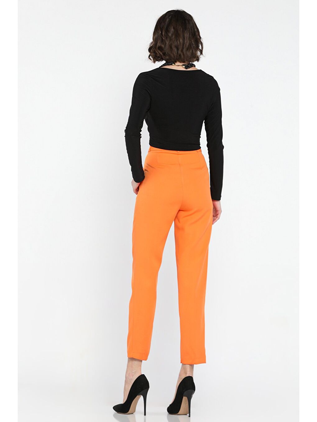Turuncu Kadın Kumaş Pantolon-2