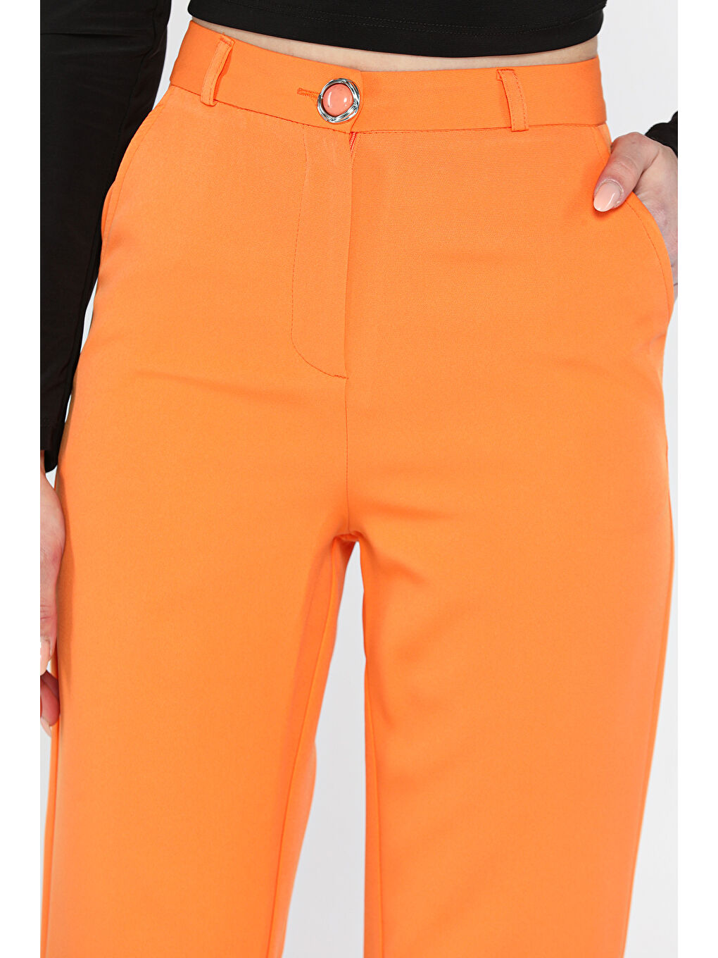 Turuncu Kadın Kumaş Pantolon-3