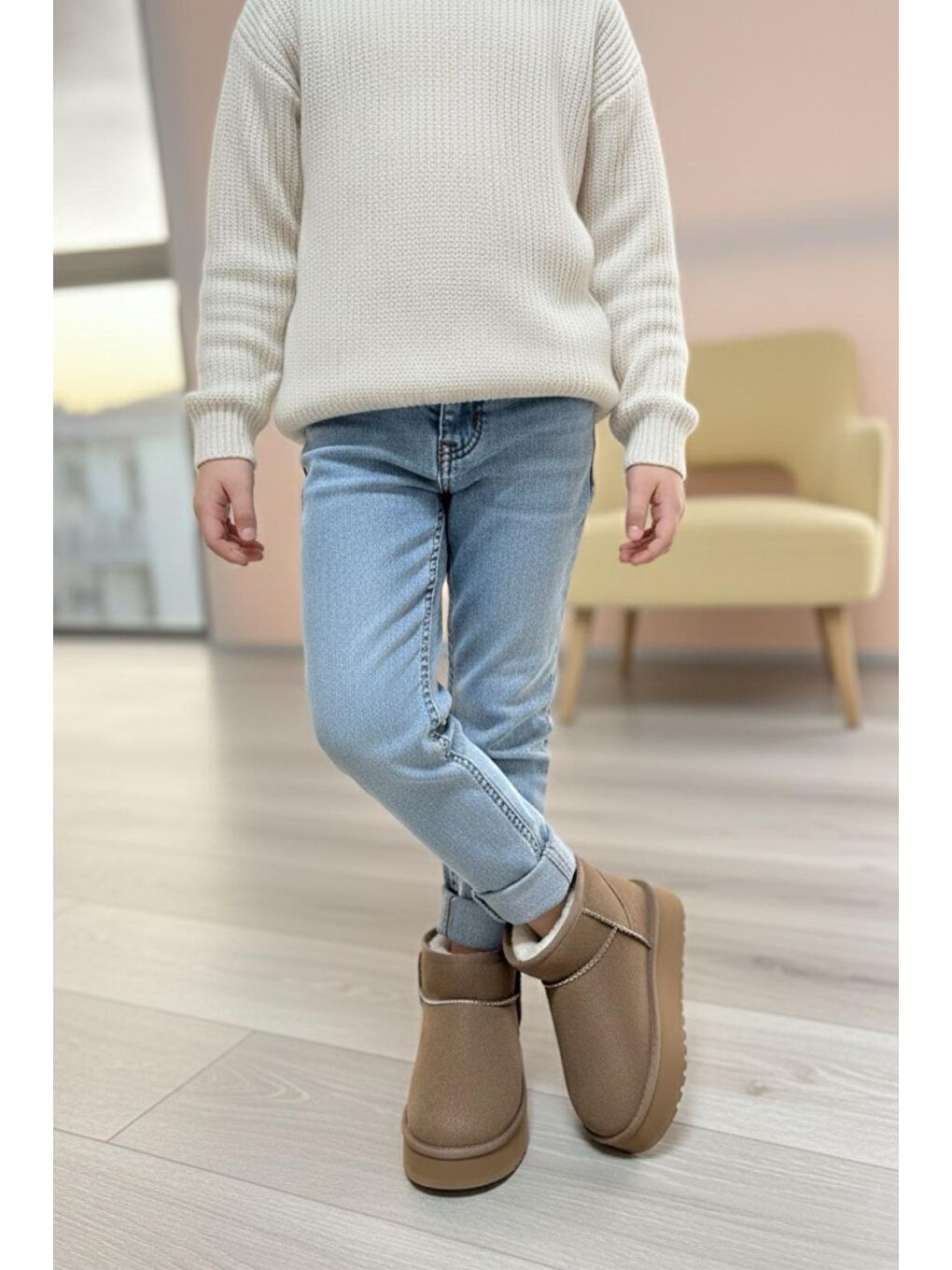 Kahverengi Frz F200 İçi ve İç Tabanı Kürklü Termal Kız Çocuk Süet Bot-2