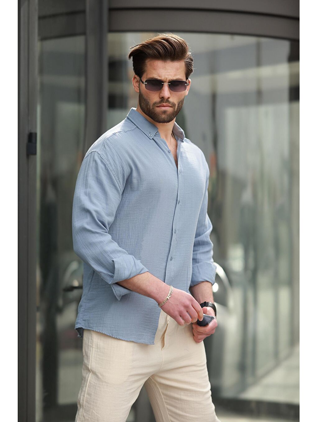 Mavi Basic %100 Pamuklu Uzun Kollu Erkek Gömlek E6761-2