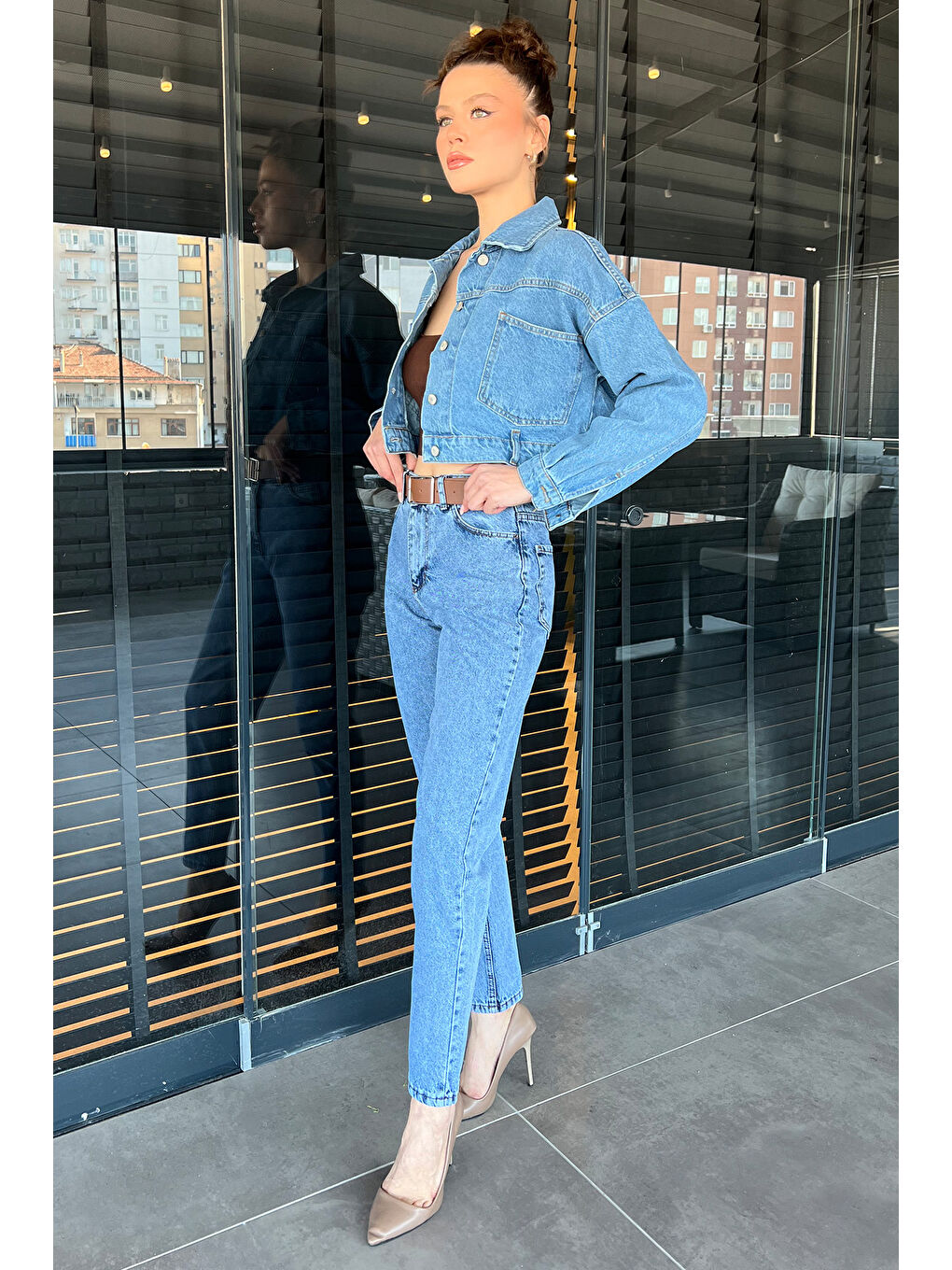 Mavi Kadın Kemer Detaylı Mom Jean Pantolon-2