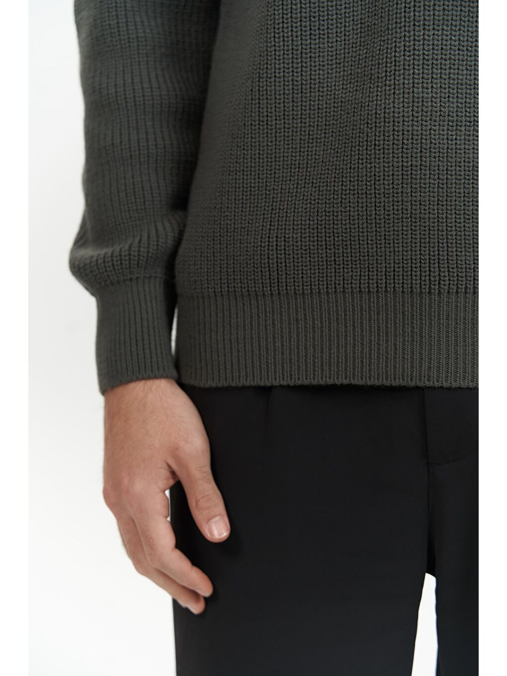 Vander Düğme Detay Antrasit Erkek Triko Kazak-5