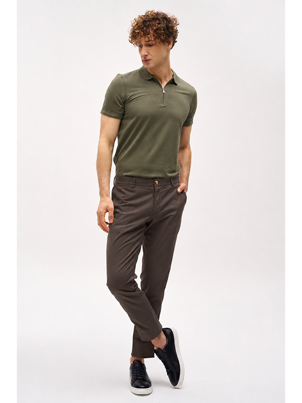 Kahverengi Erkek Kahve Pamuklu Dynamic Fit Pantolon-1