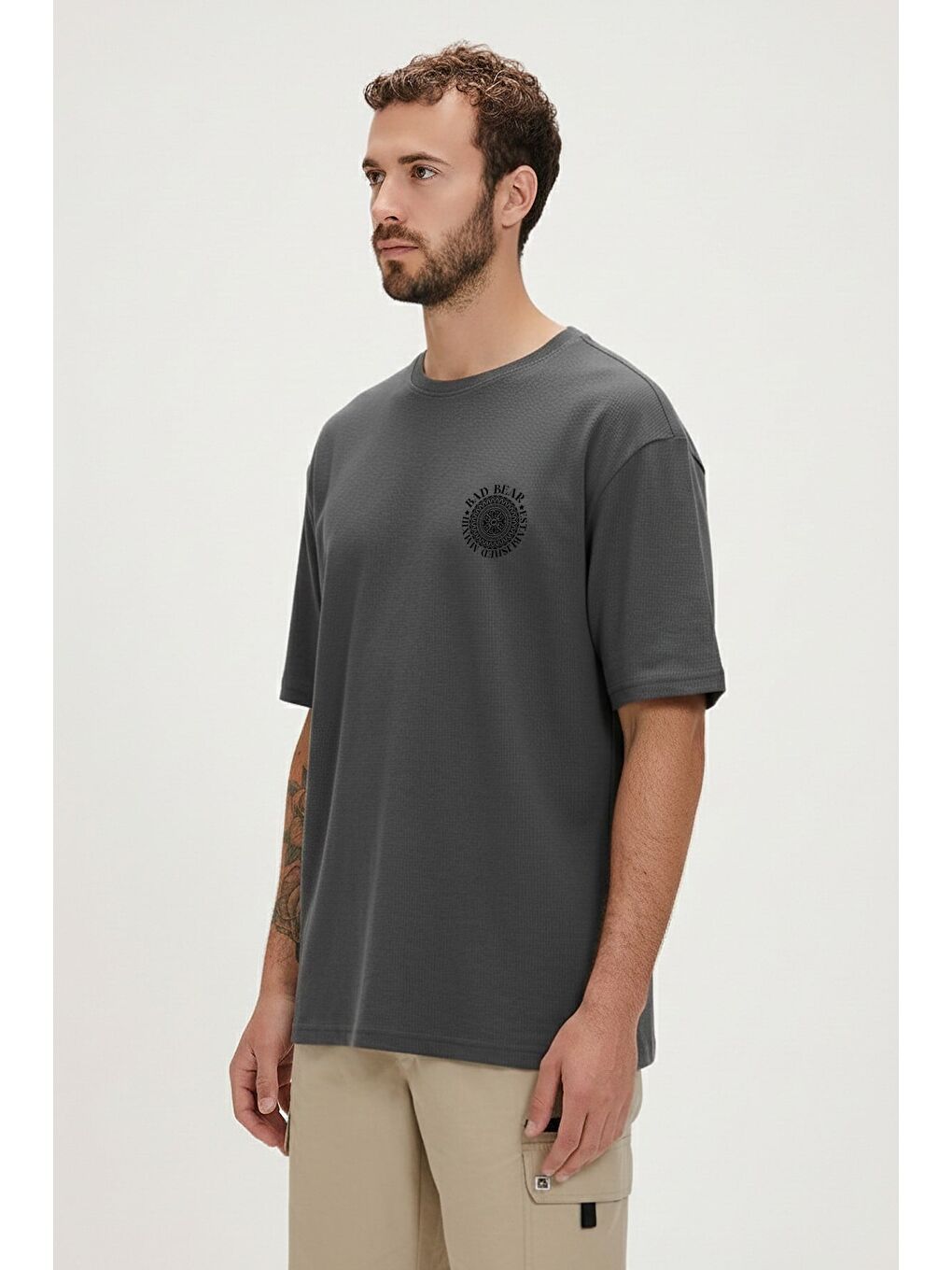 Mons Siyah Erkek Baskılı Tişört-1