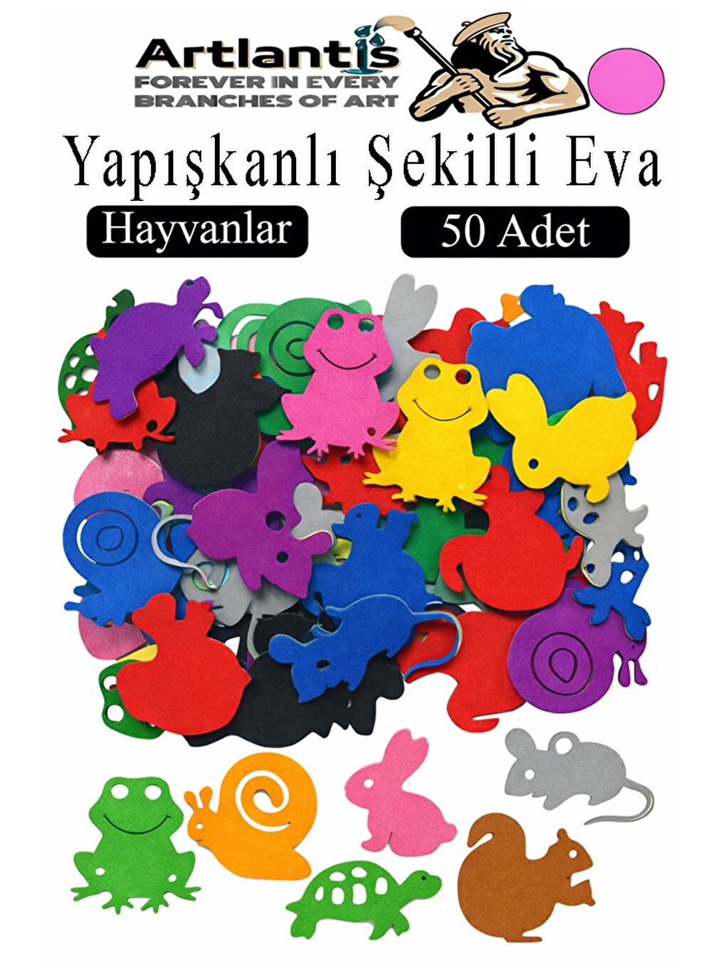 Şekilli Eva Yapışkanlı 50 Li 1 Paket Kendinden Yapışkanlı Eva Sticker Okul Öncesi Kreş Ana Sınıfı Et