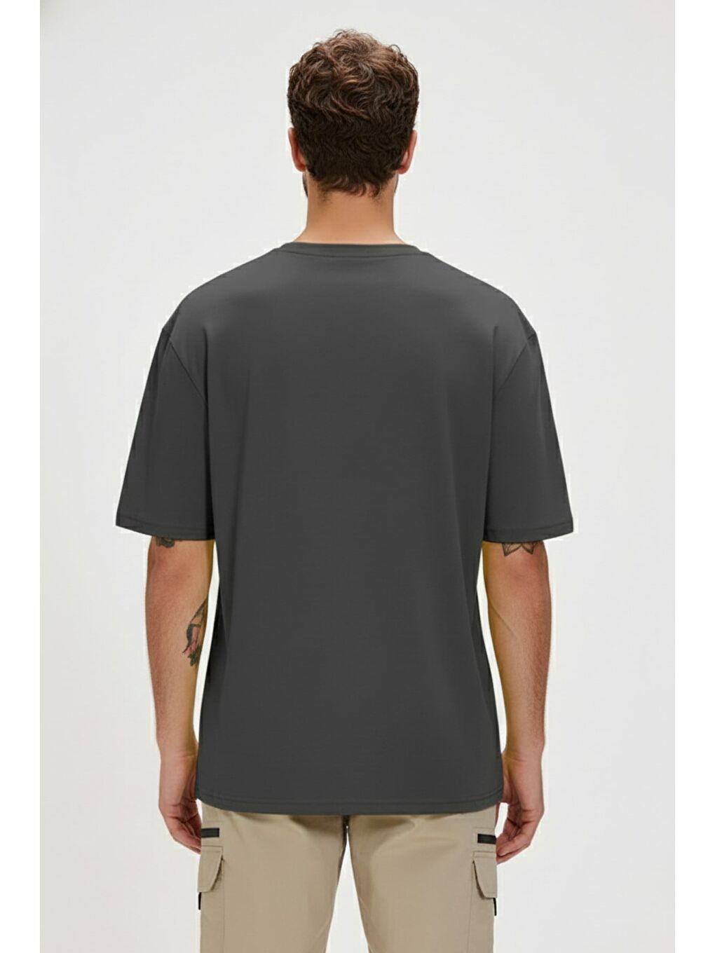 Gri Blooms Asfalt Erkek Baskılı Tişört-2