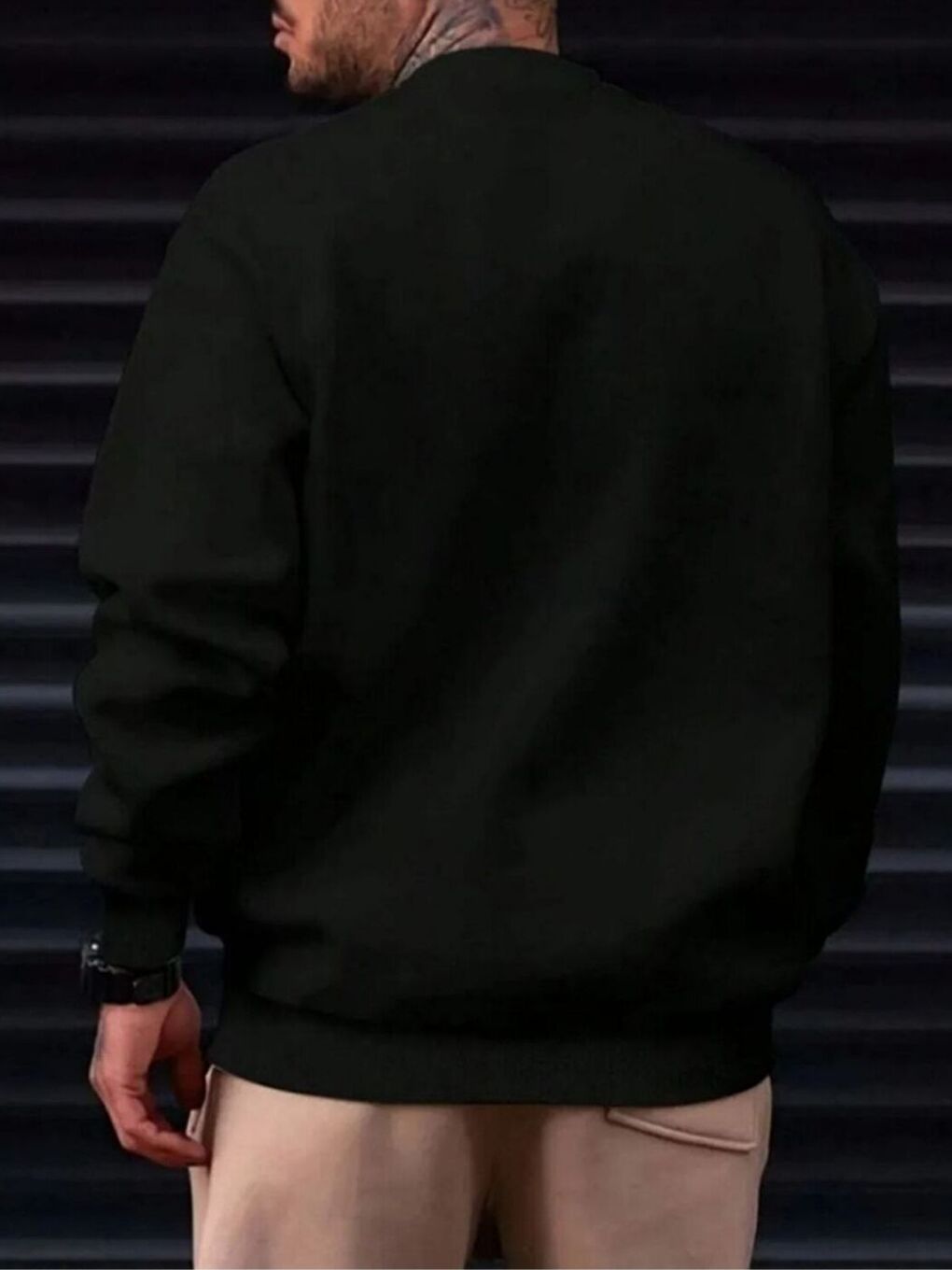 Erkek Siyah Luciano Baskılı Oversize Uzun Kollu Sweatshirt-1