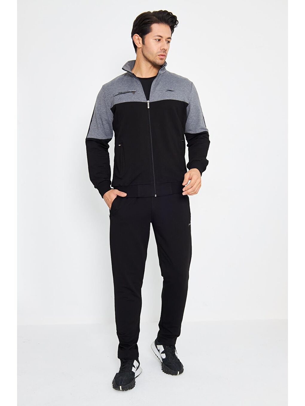 Siyah Pamuklu Büyük Beden Erkek Eşofman Takımı 201513-6