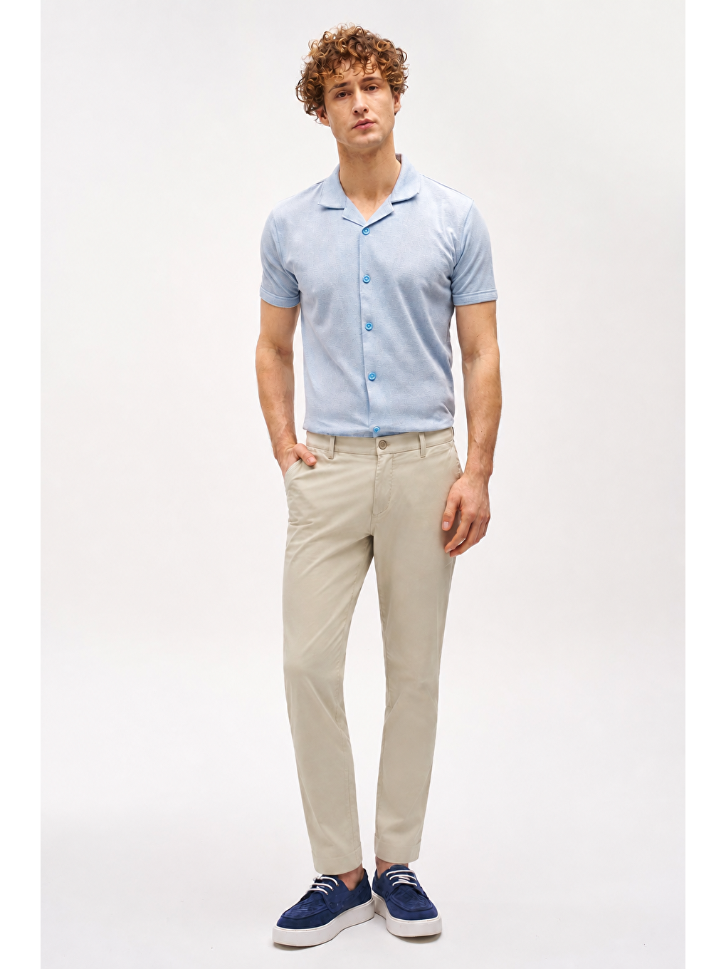 Erkek Bej Pamuklu Dynamic Fit Pantolon-1