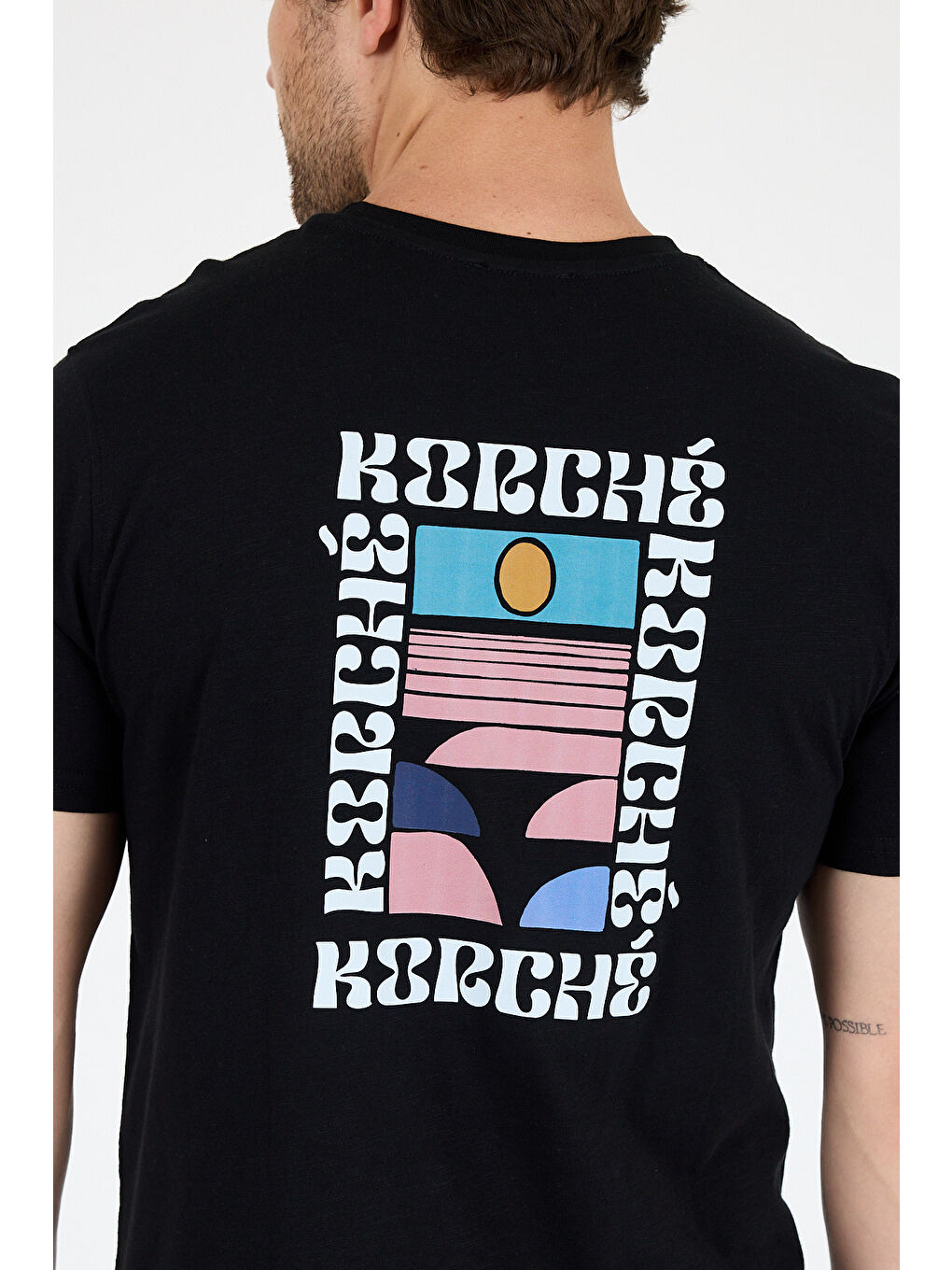 Siyah Erkek %100 Pamuk Bisiklet Yaka Kısa Kollu Baskılı Tişört Rahat ve Günlük Tişört 0005-3