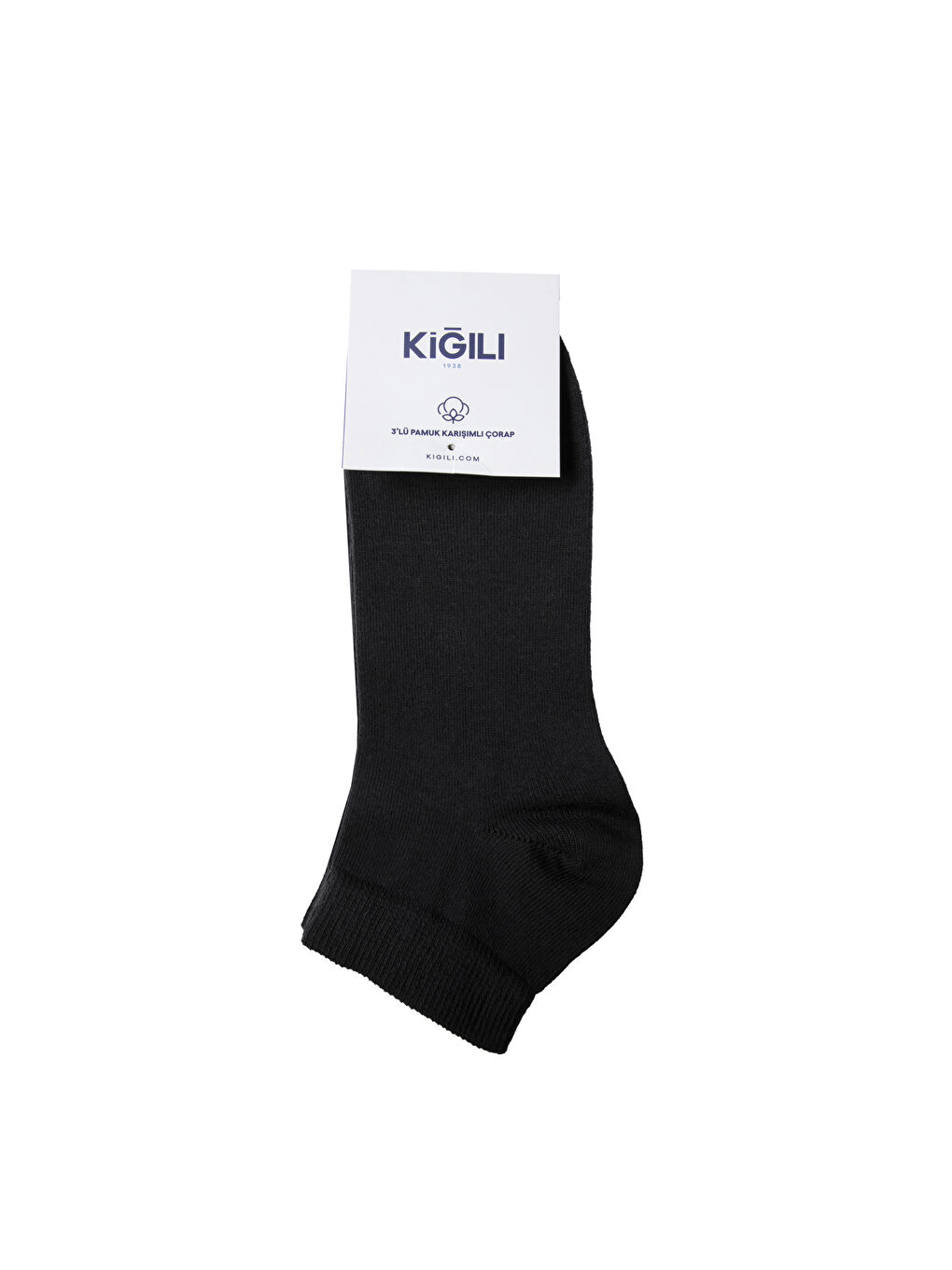 Siyah 3'lü Pamuklu Esnek Spor Çorap Seti-2