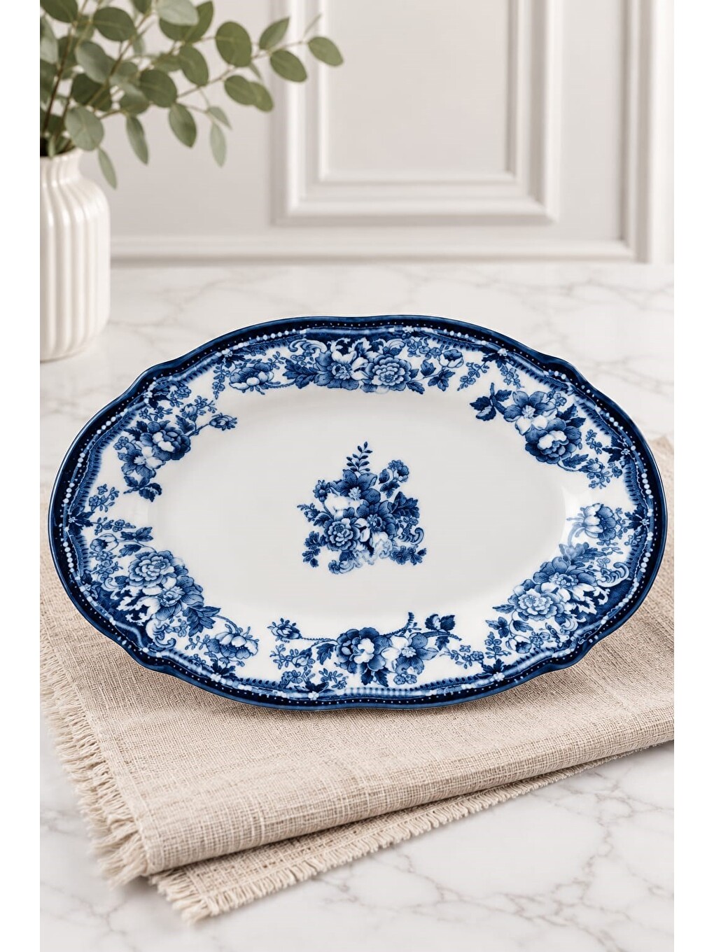 Karışık Porselen Velour Navy Fulya Kayık Tabak Seti 22cm 2 Parça-2