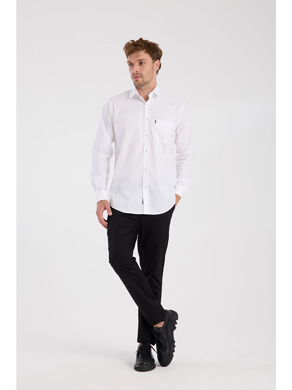 Aclub Ac10111 Armür Pamuklu Regular Fit Beyaz Klasik Yaka Erkek Desenli Gömlek-1