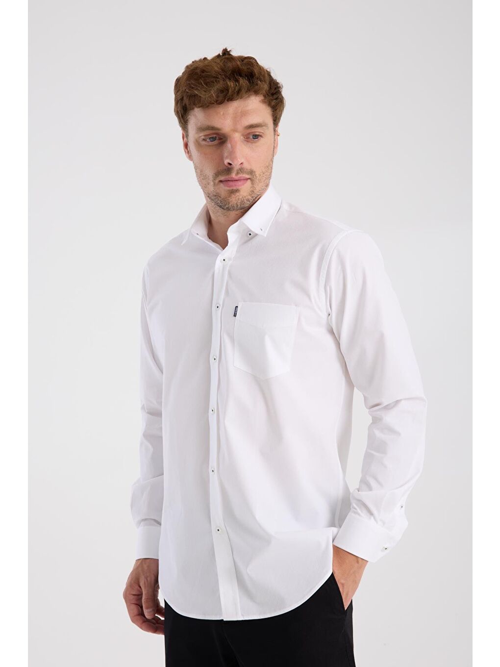 Aclub Ac10111 Armür Pamuklu Regular Fit Beyaz Klasik Yaka Erkek Desenli Gömlek-3