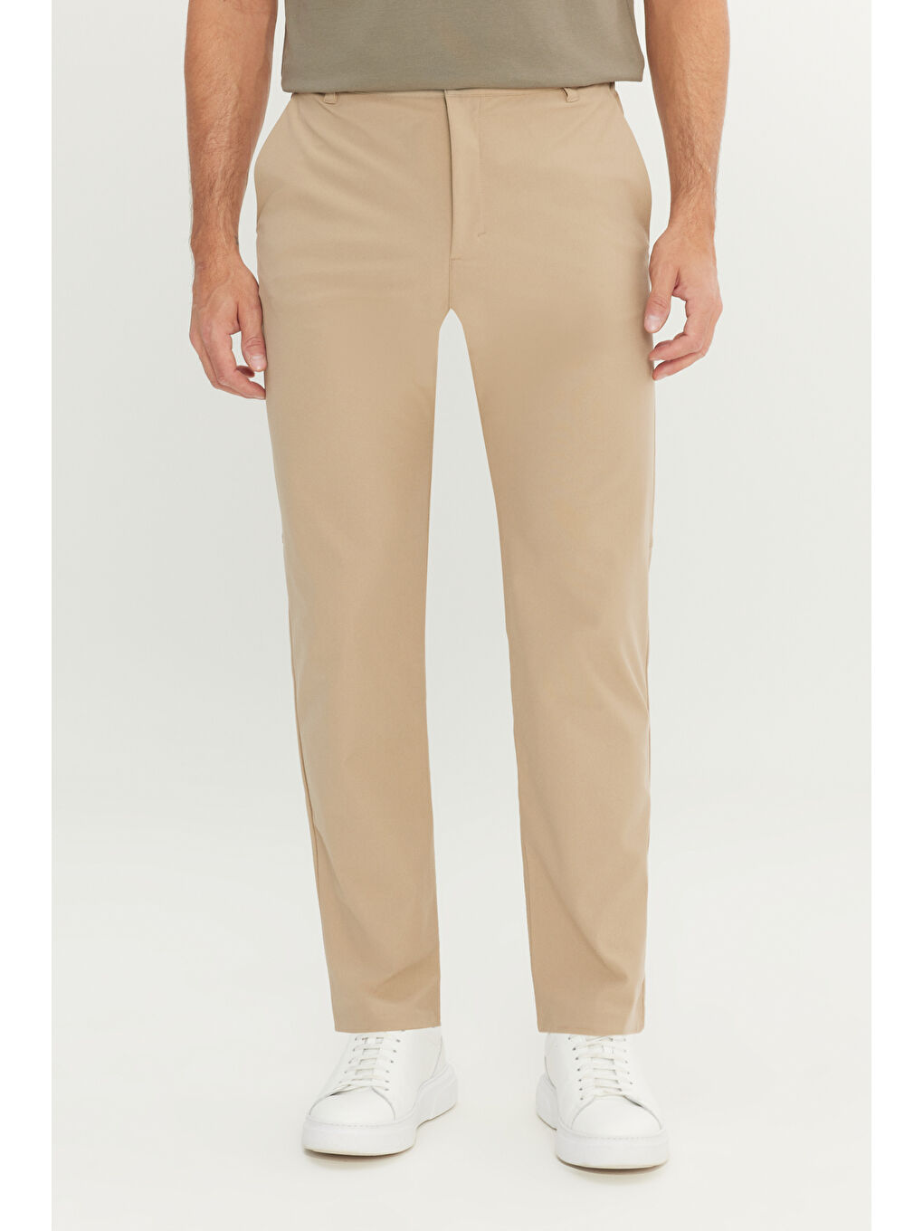Erkek Bej 360 Her Yöne Esneyen Slim Fit Dar Kesim Yan Cep Pantolon