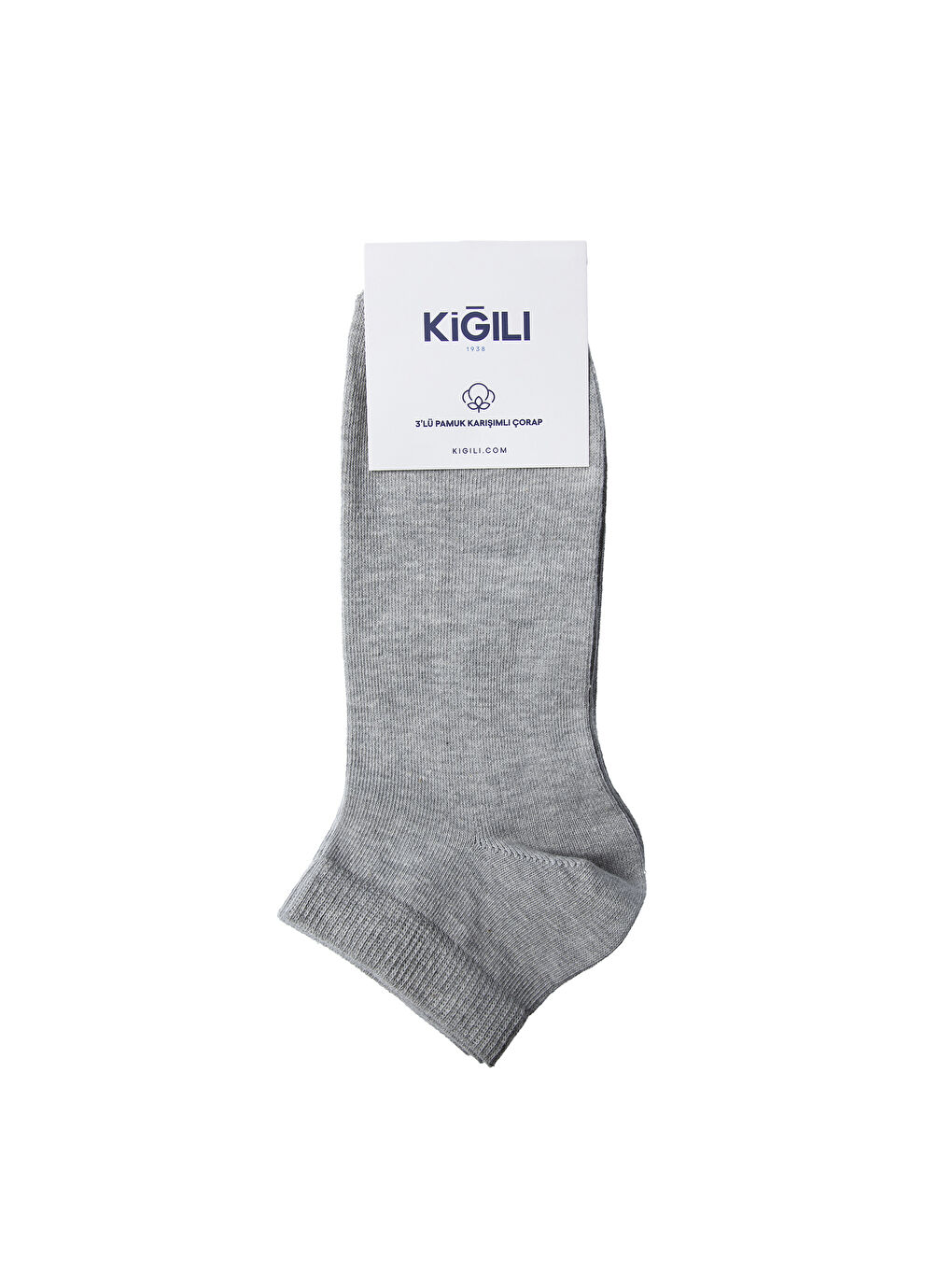 Gri 3'lü Pamuklu Esnek Spor Çorap Seti-2