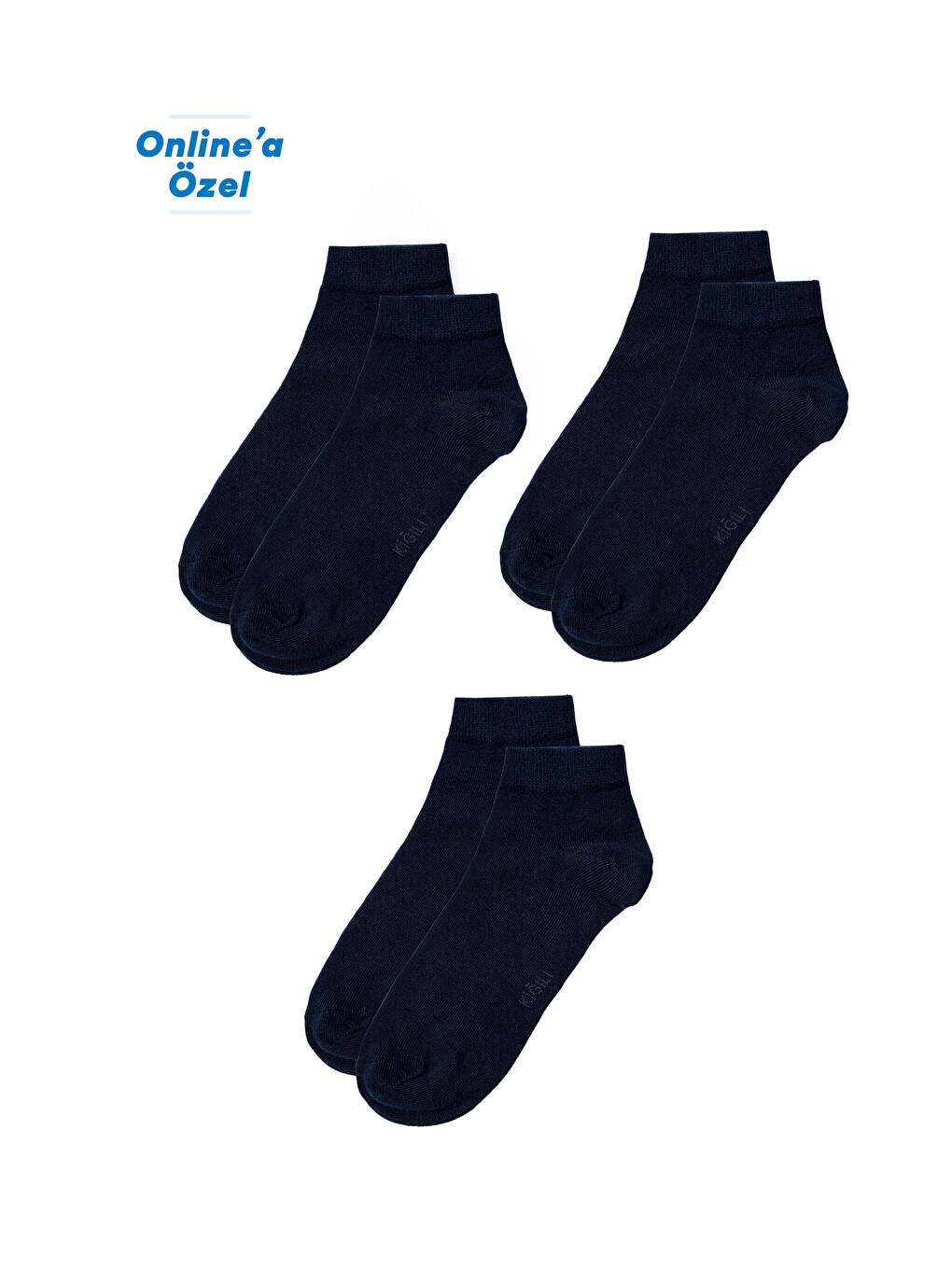 Lacivert 3'lü Pamuklu Esnek Spor Çorap Seti