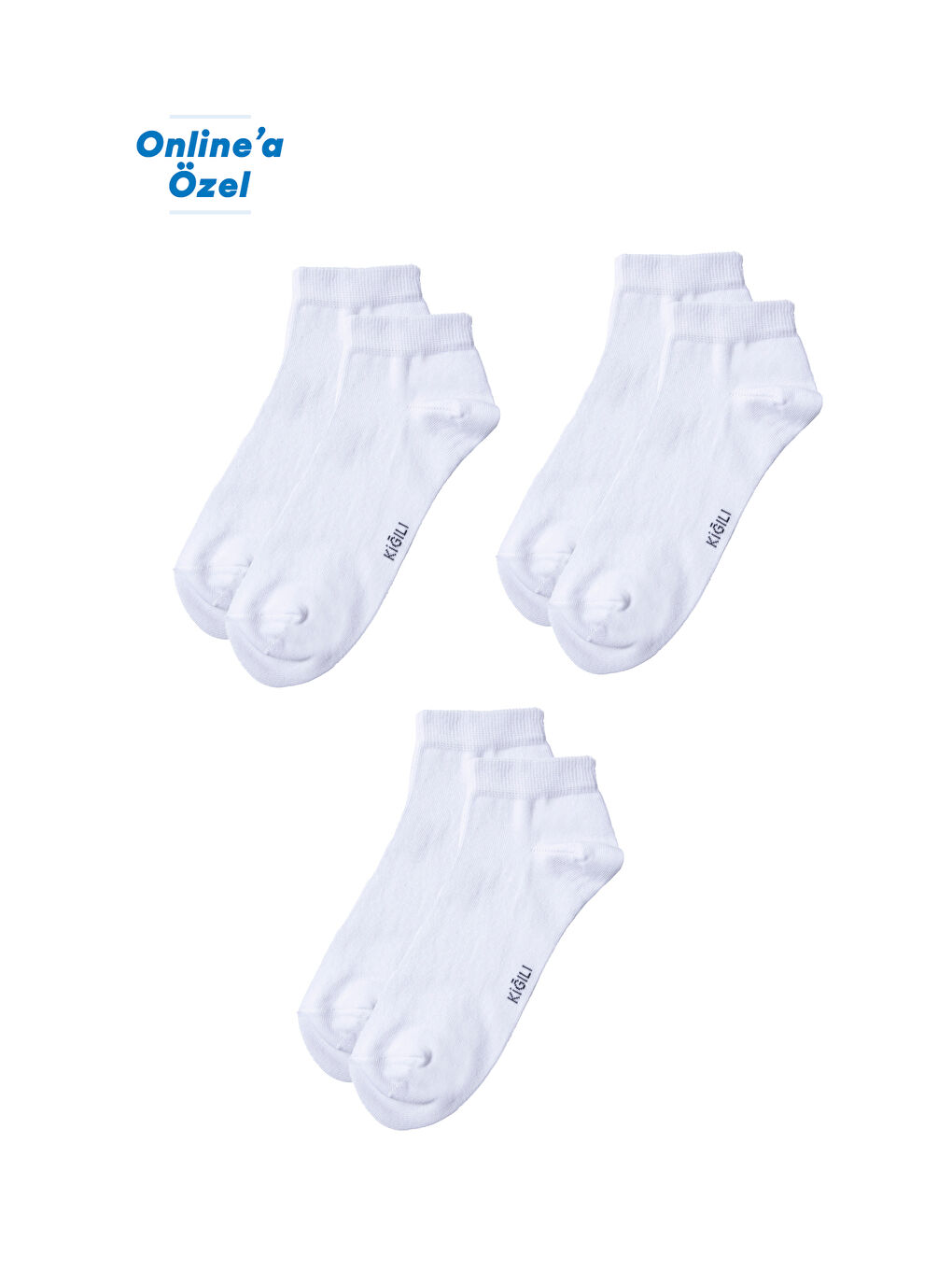 Beyaz 3'lü Pamuklu Esnek Spor Çorap Seti