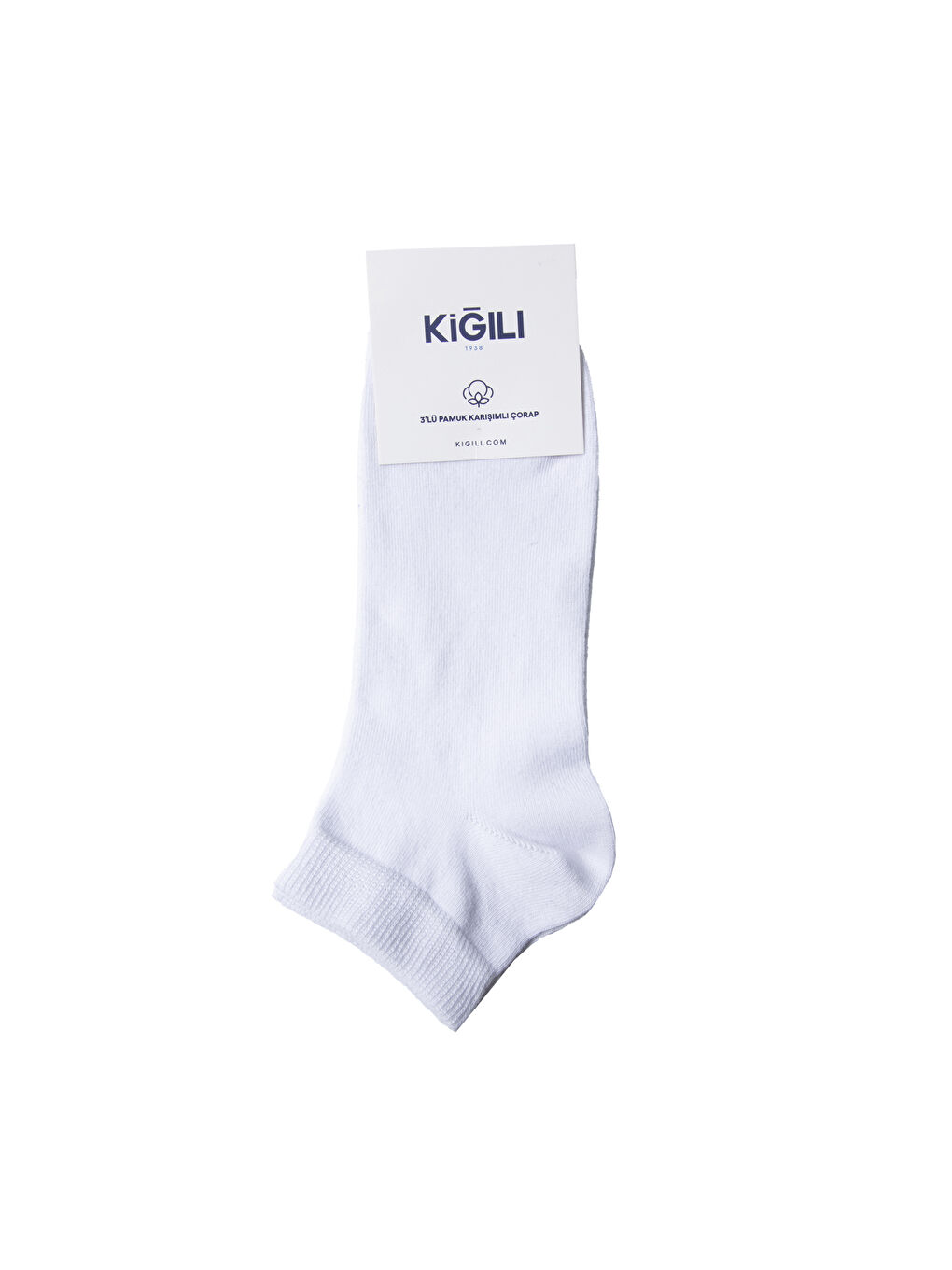 Beyaz 3'lü Pamuklu Esnek Spor Çorap Seti-2