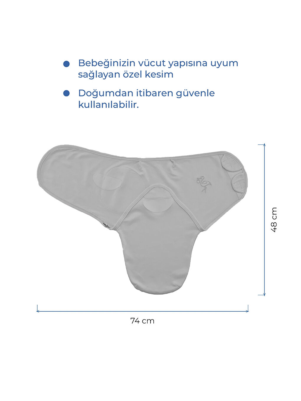 İnterlok Pamuklu Bebek Kundak Gri-2