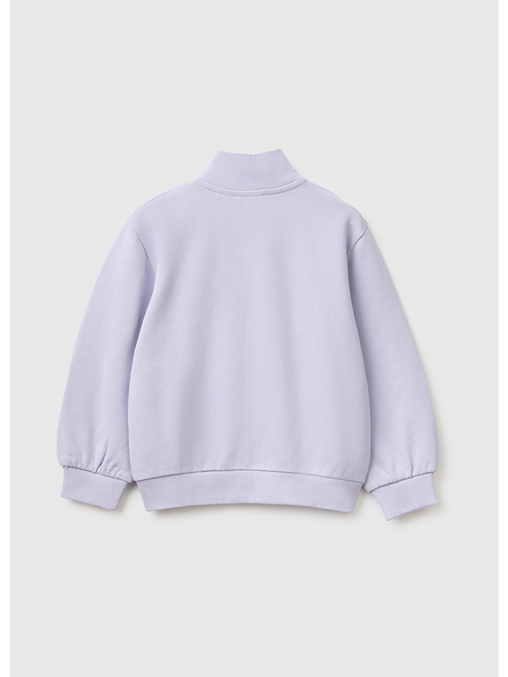 Kız Bebek Lila Önü İşlemeli Ribanalı Boğazlı Fermuarlı Dik Yaka Sweatshirt-1