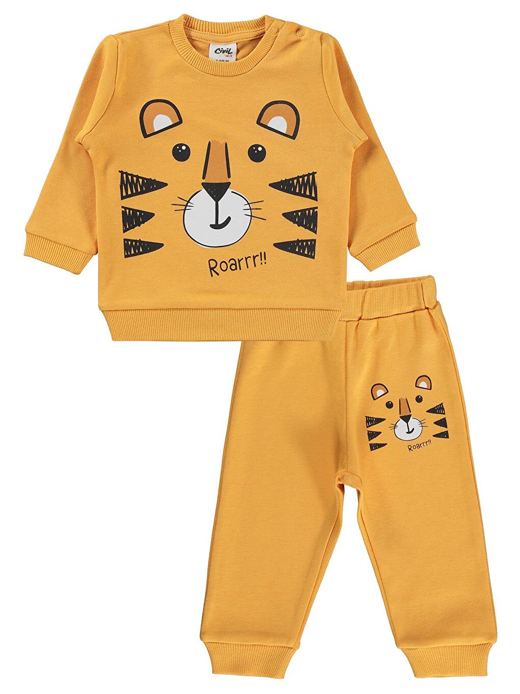 Sarı Baby Erkek Bebek Kaplan Baskılı 6-18 Ay Takım - Hardal-3