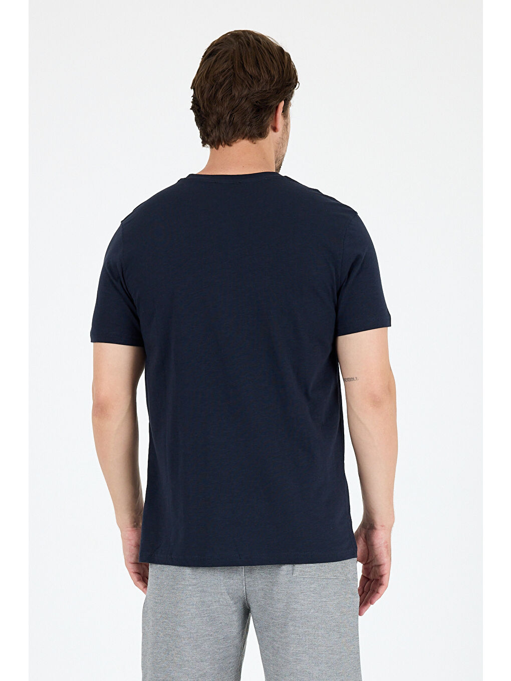 Lacivert Erkek Go On Holiday Baskılı Tişört – %100 Pamuk – Bisiklet Yaka Kısa Kollu Rahat Erkek Tişört 0008-4