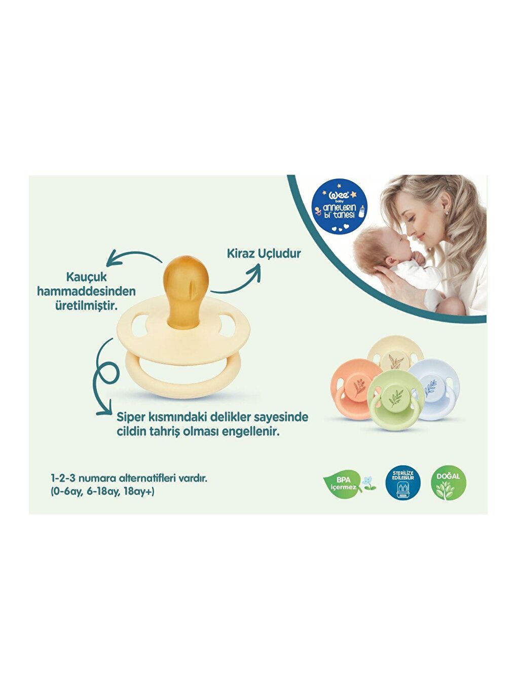 Pure Yuvarlak Uçlu Kauçuk Emzik No:2 - YEŞİL-5