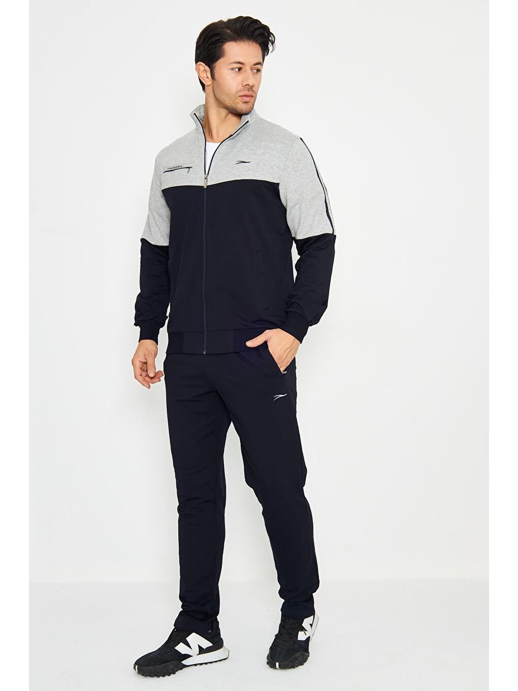 Lacivert Pamuklu Büyük Beden Erkek Eşofman Takımı 201513-1