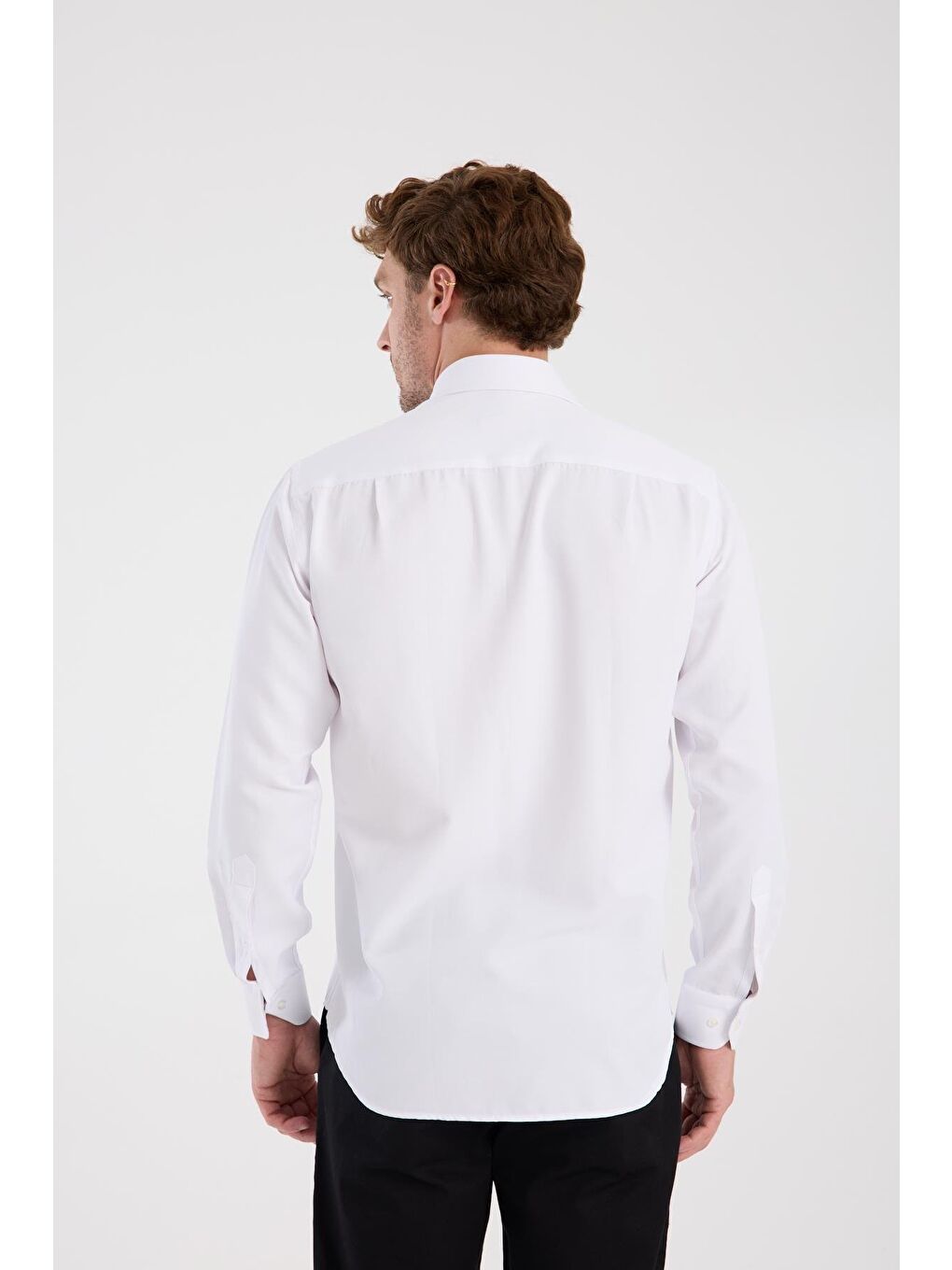 Aclub Ac10110 Dobby Pamuk Karışımlı Regular Fit Beyaz Klasik Yaka Erkek Düz Gömlek-7