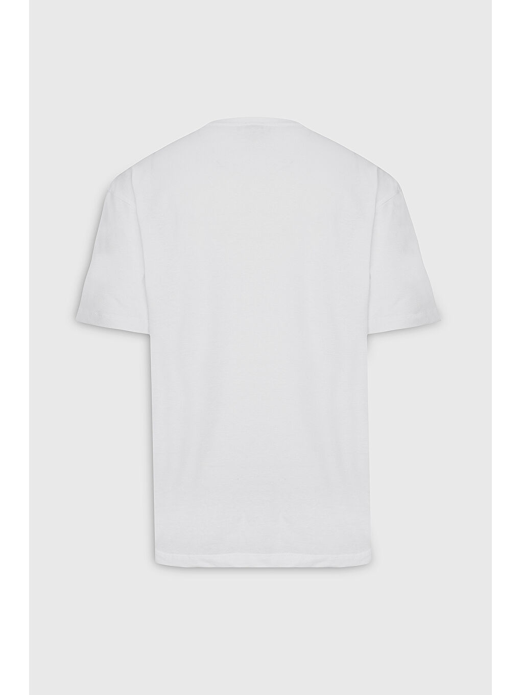 Erkek Kırık Beyaz Oversize %100 Pamuk Bol Kesim Bisiklet Yaka Baskılı Tişört-8