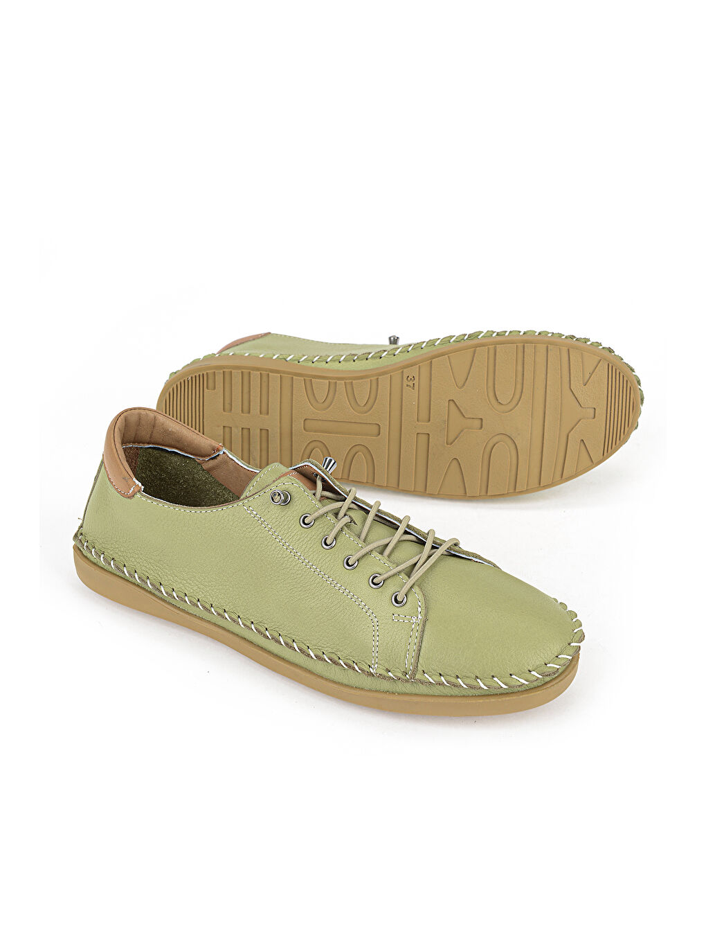 Turkuaz Kadın Hakiki Deri Konfor Ayakkabı 16155Z2942 Su Yeşili-3