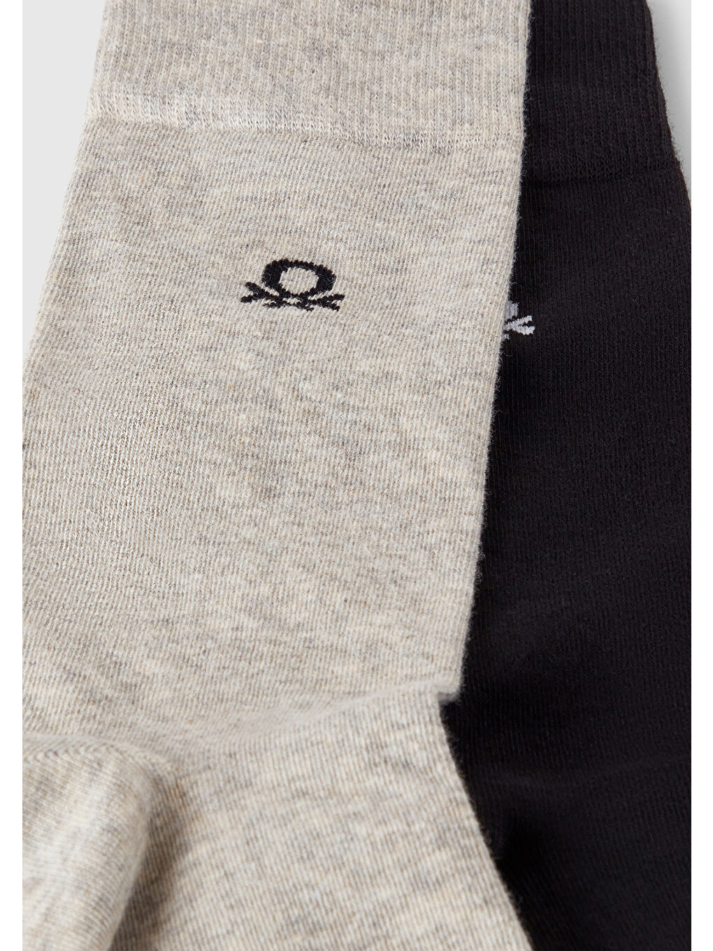 Ekru Unisex Krem-Siyah Pamuk Karışımlı Logo Detaylı 2'li Uzun Çorap Seti-1