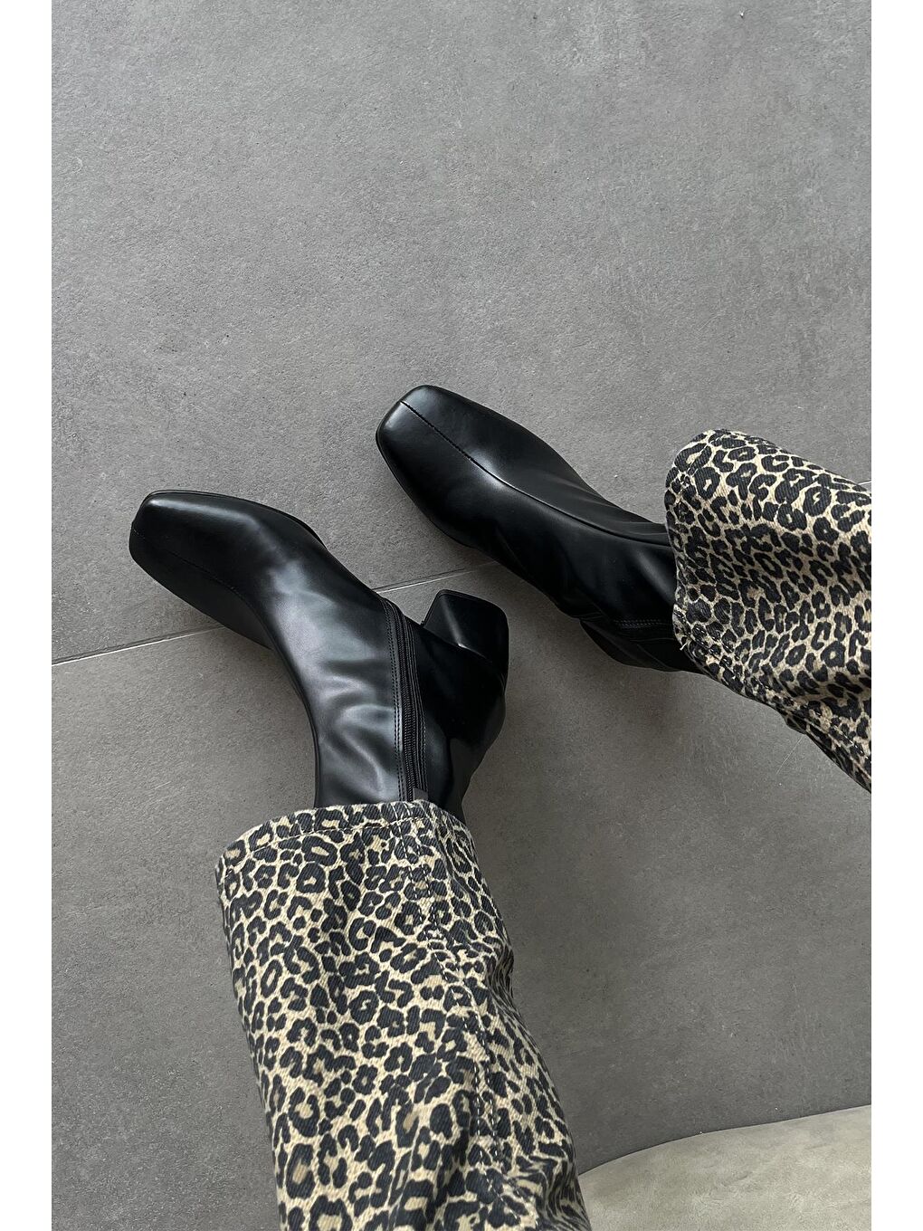 Lucas Kadın Küt Kalıp Deri Bot Siyah-2