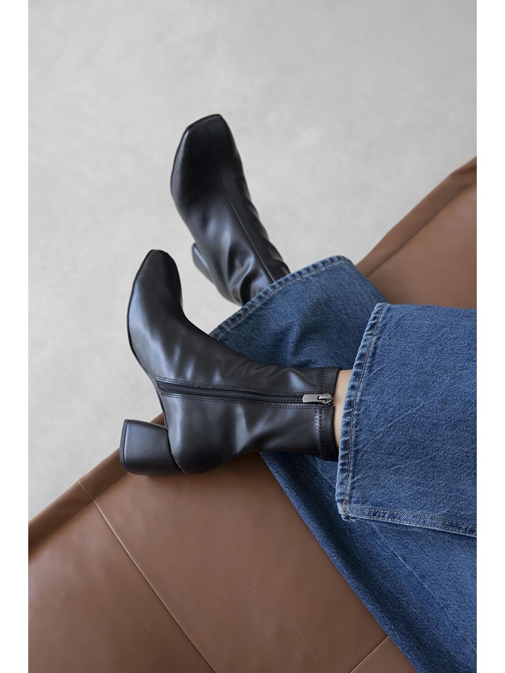 Lucas Kadın Küt Kalıp Deri Bot Siyah-3