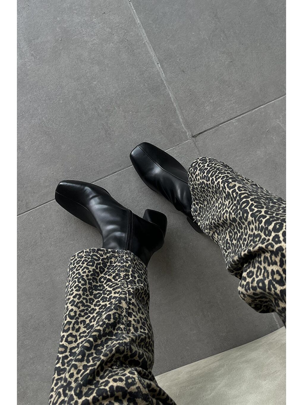 Lucas Kadın Küt Kalıp Deri Bot Siyah-4