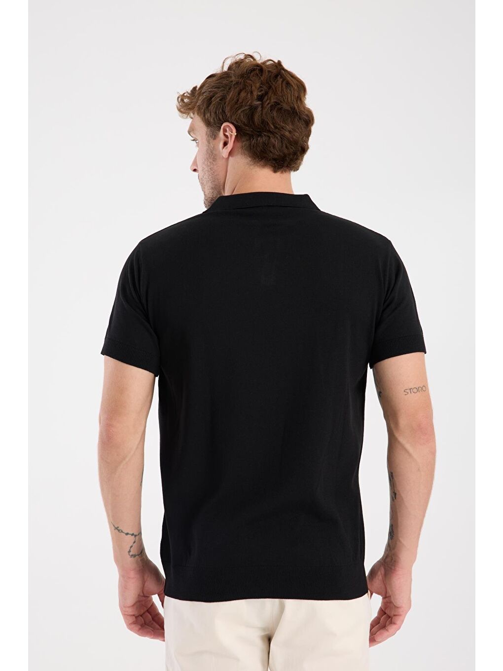 Aclub Alfa Örme Kumaş Viskon Karışımlı Slim Fit Siyah Polo Yaka Erkek Düz Polo Shirt-7