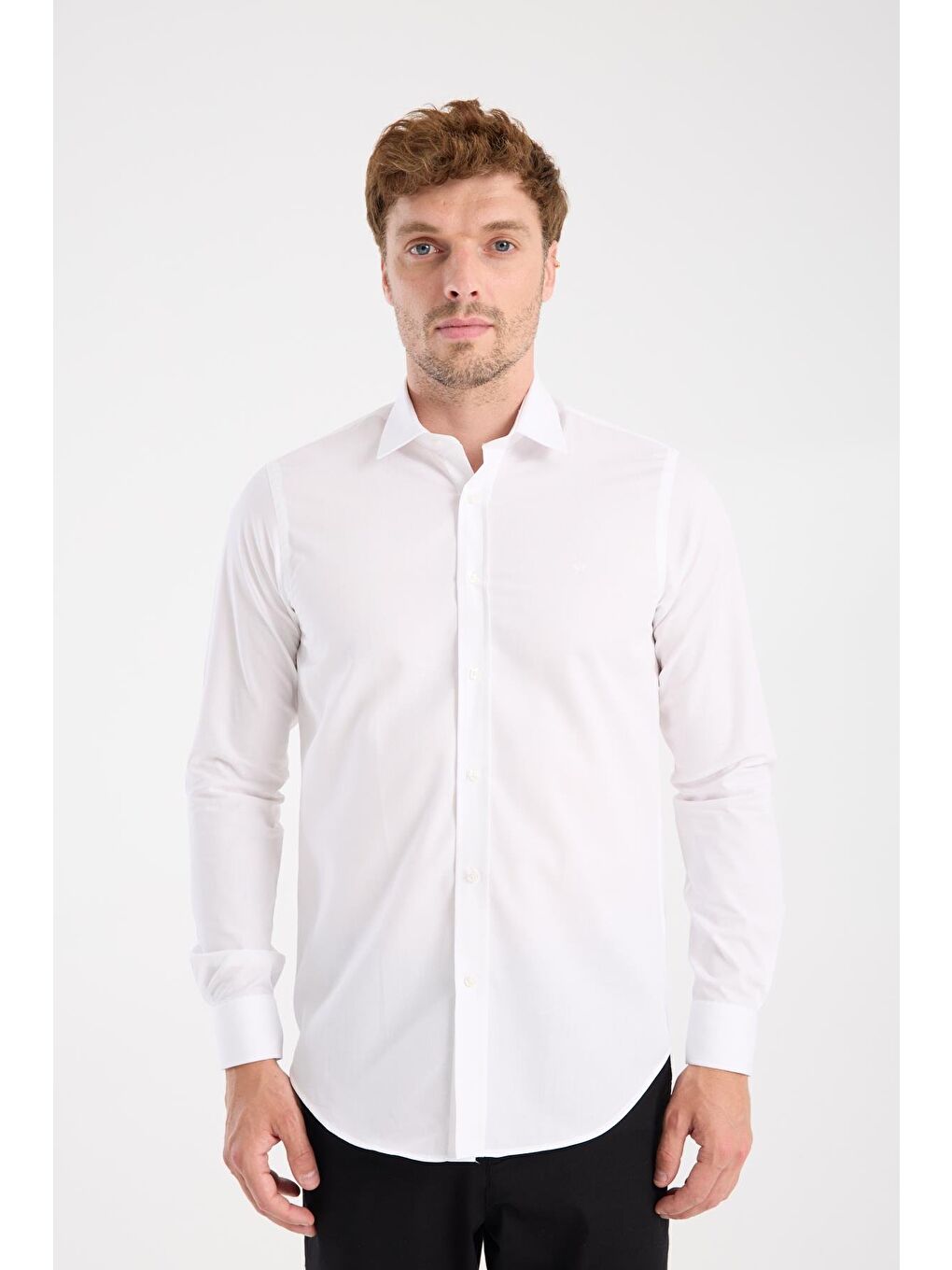 Aclub Ac10109 Poplin Pamuklu Slim Fit Beyaz Klasik Yaka Erkek Düz Gömlek-6
