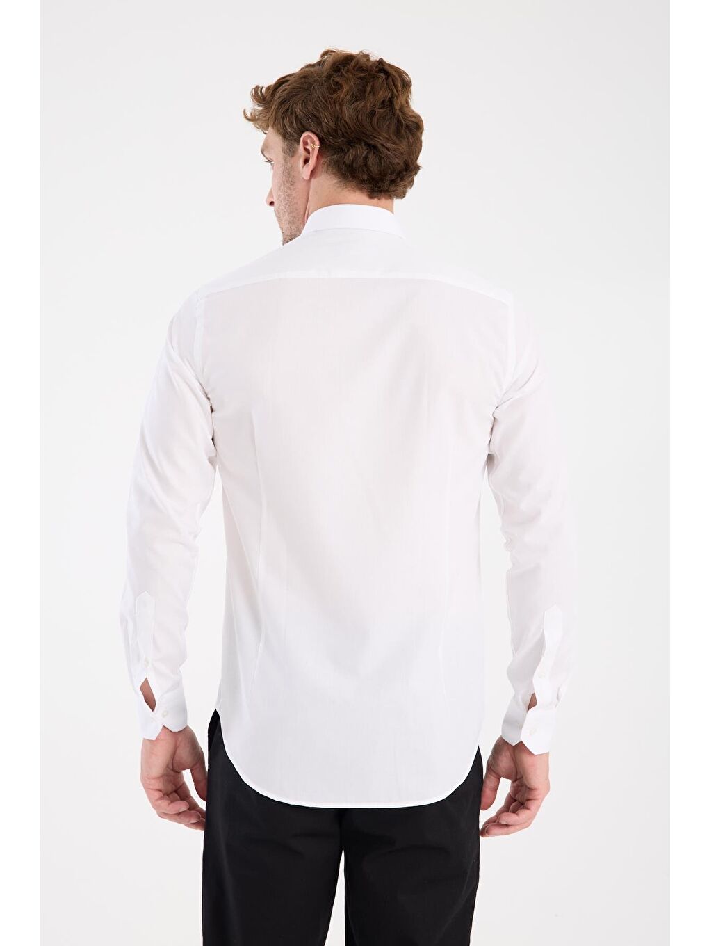 Aclub Ac10109 Poplin Pamuklu Slim Fit Beyaz Klasik Yaka Erkek Düz Gömlek-7