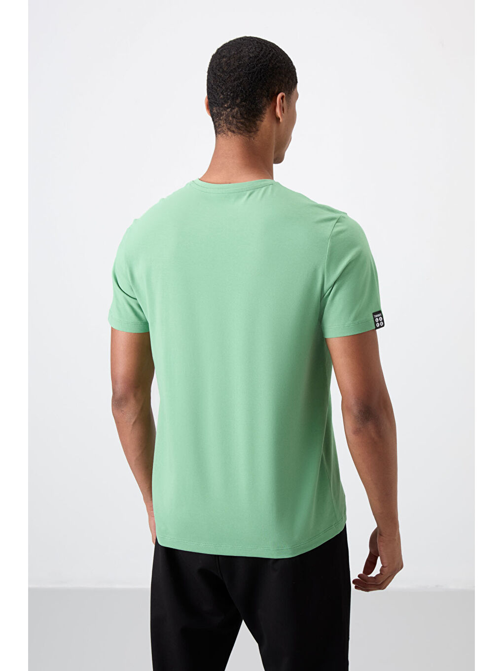 TOMMYLIFE Pastel Yeşil Basic Kısa Kol Standart Kalıp V Yaka Erkek T-Shirt - 87912 - 4
