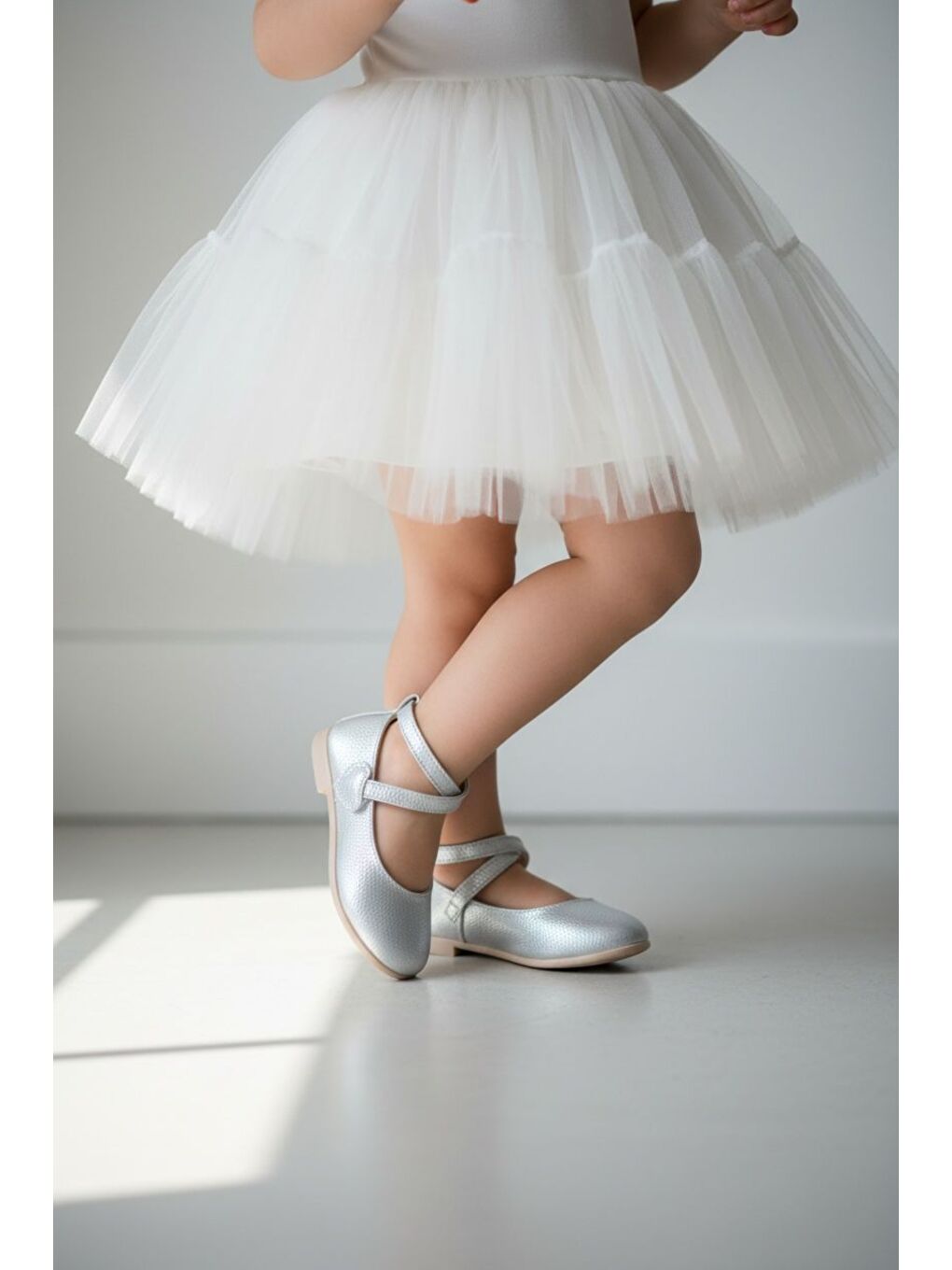 Gri Cırtlı Kız Çocuk Babet Ayakkabı