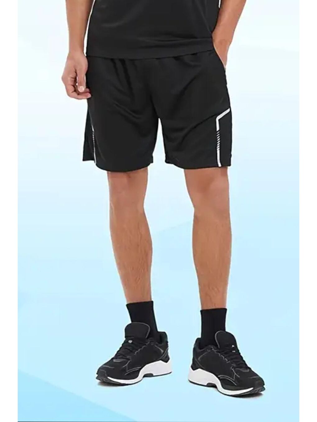 Siyah Running Perform Erkek Spor Scuba Kumaş Hafif Gym Koşu Spor Salonu Şortu