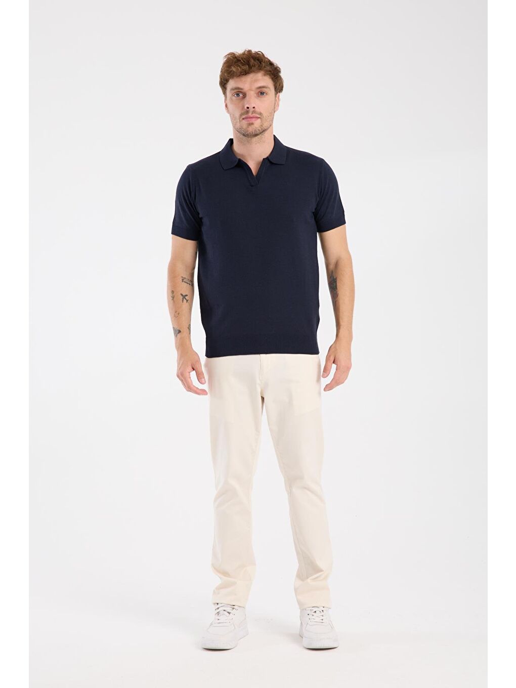 Aclub Alfa Örme Kumaş Viskon Karışımlı Slim Fit Lacivert Polo Yaka Erkek Düz Polo Shirt