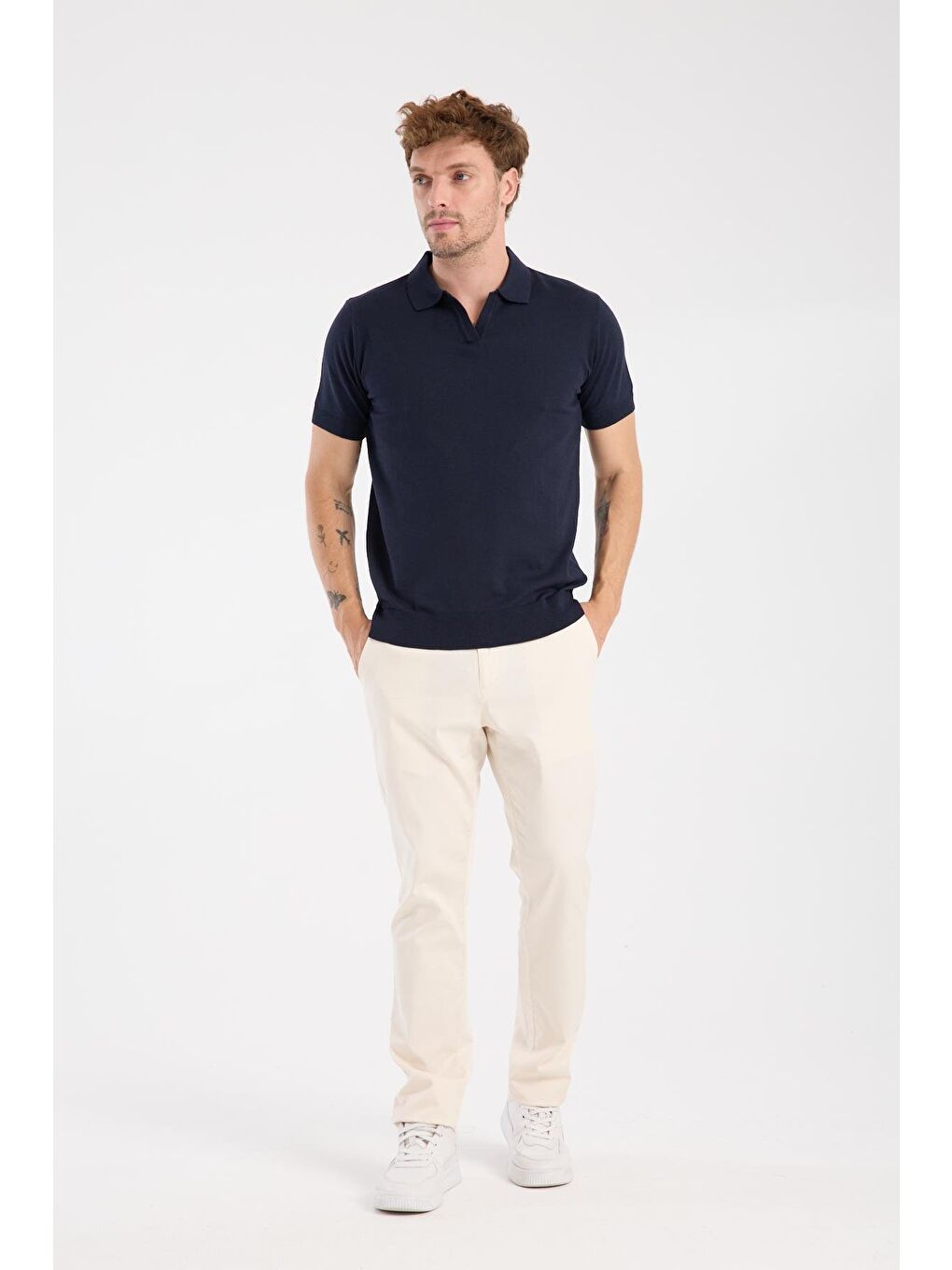 Aclub Alfa Örme Kumaş Viskon Karışımlı Slim Fit Lacivert Polo Yaka Erkek Düz Polo Shirt-1