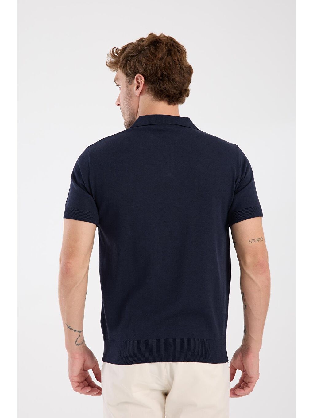 Aclub Alfa Örme Kumaş Viskon Karışımlı Slim Fit Lacivert Polo Yaka Erkek Düz Polo Shirt-6