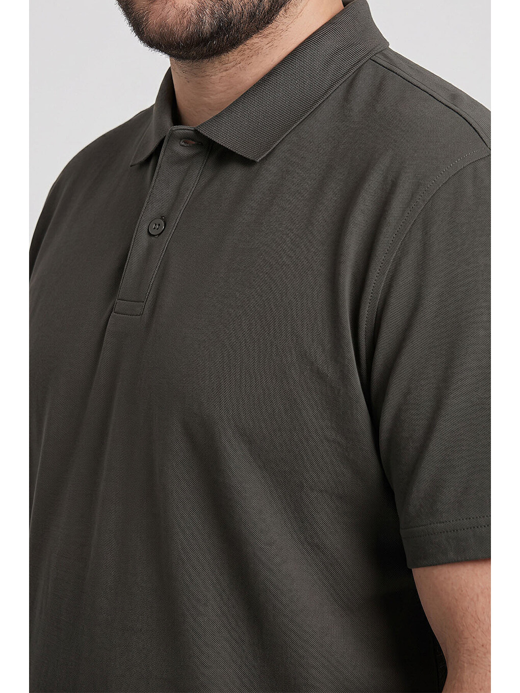 Haki Polo Yaka Büyük Beden Battal Erkek T-Shirt - 88511-4