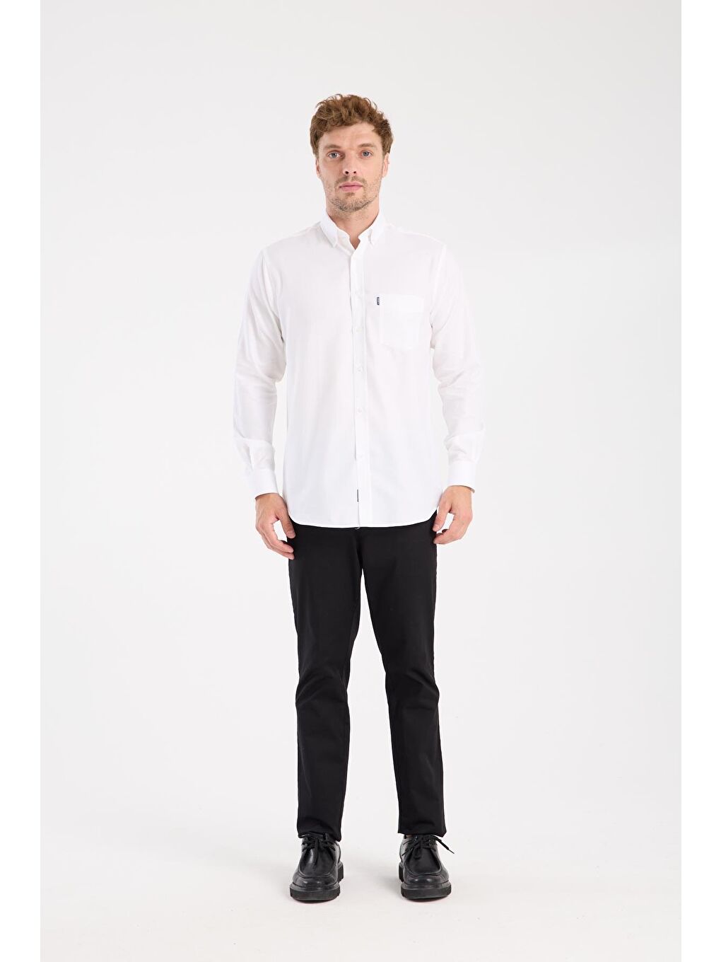 Aclub Ac10108 Armür Pamuklu Regular Fit Beyaz Düğmeli Yaka Erkek Desenli Gömlek