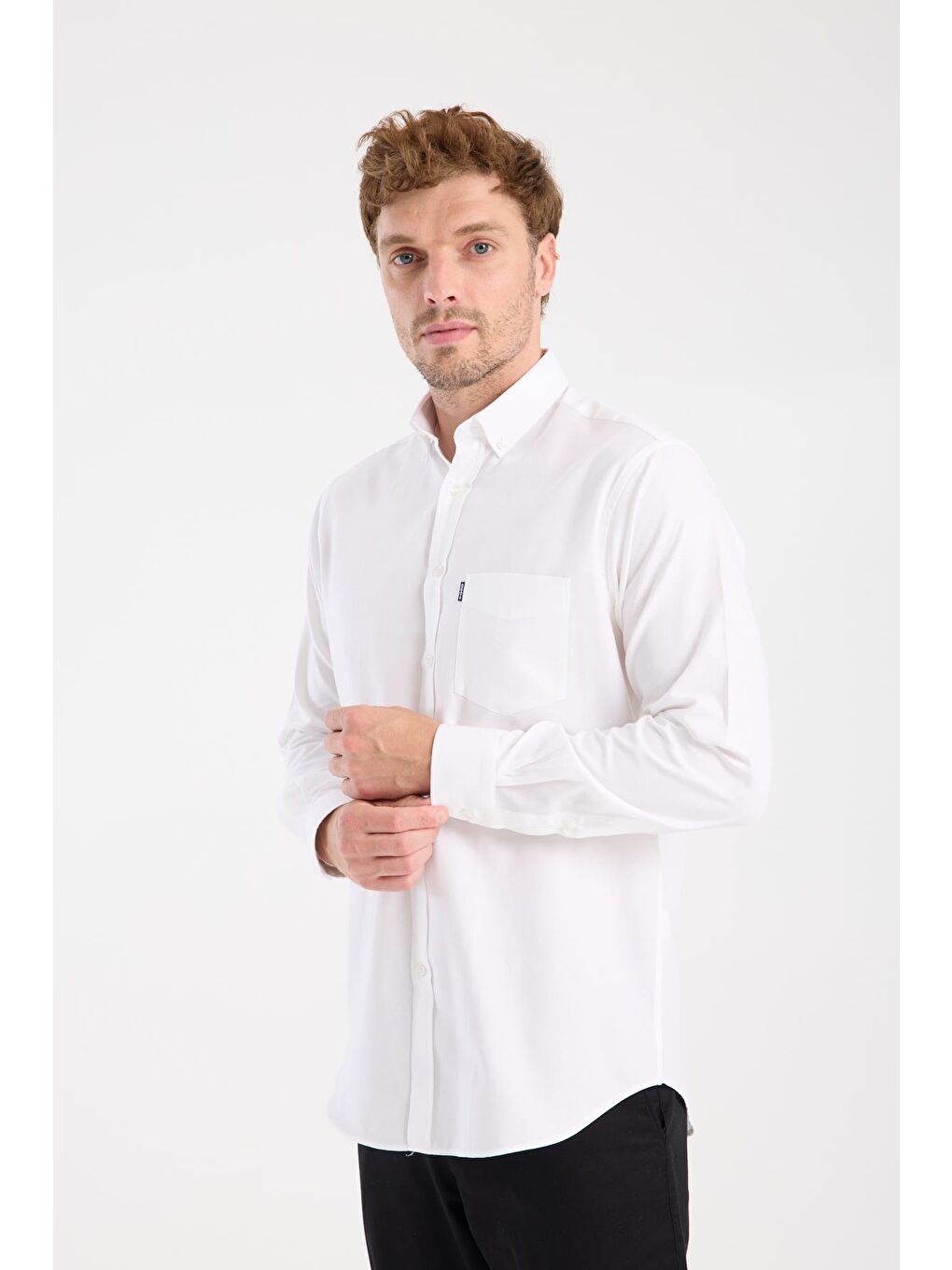 Aclub Ac10108 Armür Pamuklu Regular Fit Beyaz Düğmeli Yaka Erkek Desenli Gömlek-2