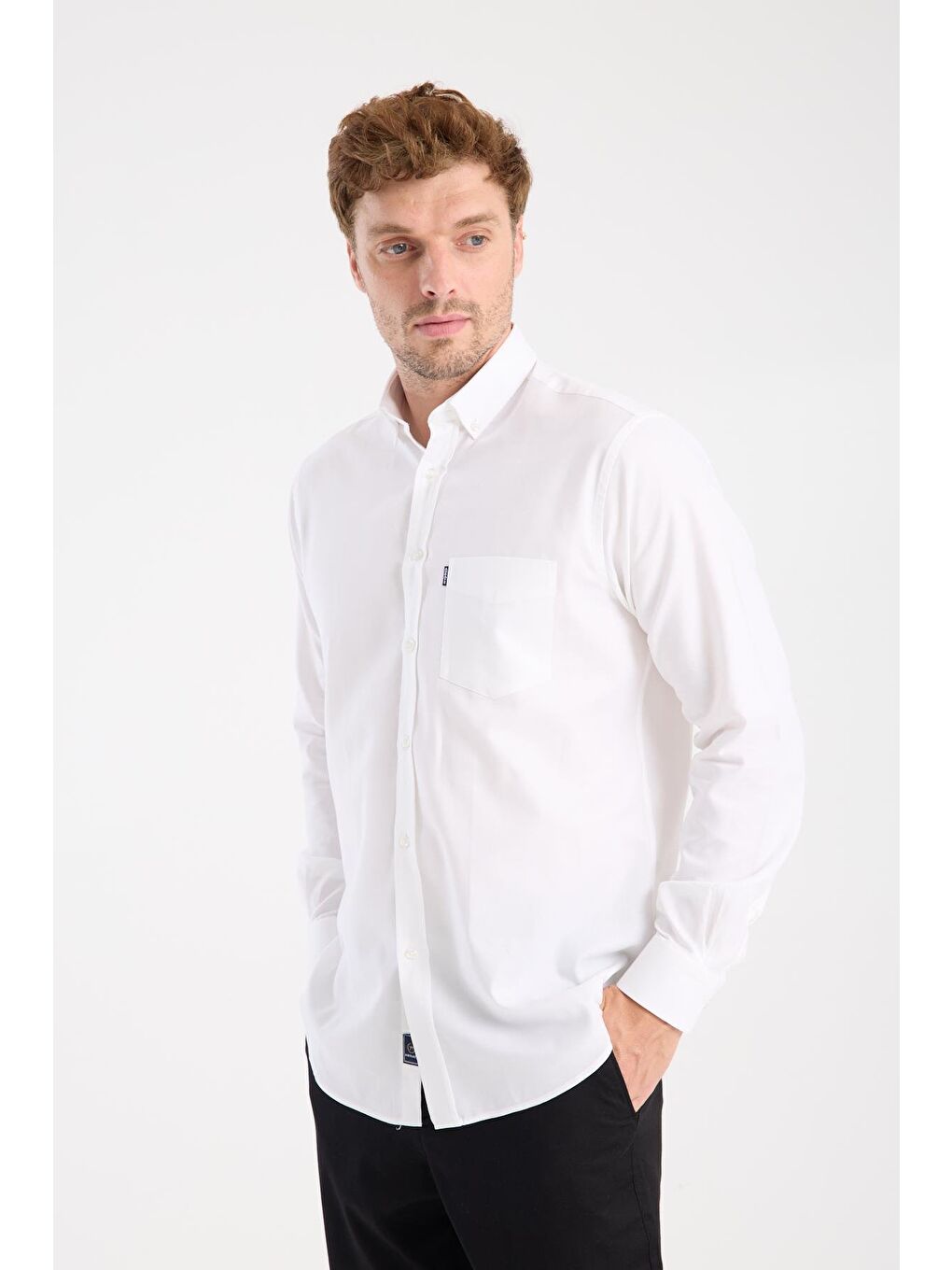 Aclub Ac10108 Armür Pamuklu Regular Fit Beyaz Düğmeli Yaka Erkek Desenli Gömlek-3